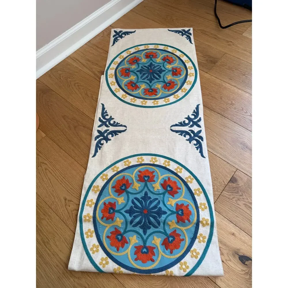 Pier 1 Imports Suzani Embroidered Table Runner 16x70 Boho Anthropologie Style